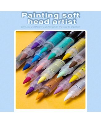 60 Colors Acrylic Paint Brush Markers Set, Water-Based Painting Art Pens for Canvas, Glass, Wood, Paper, Ceramic