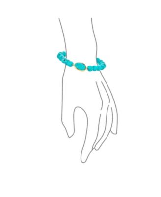 Set of 2 Boho Faceted Large Center Natural 8MM Ball Bead Stone Stretch Bracelet