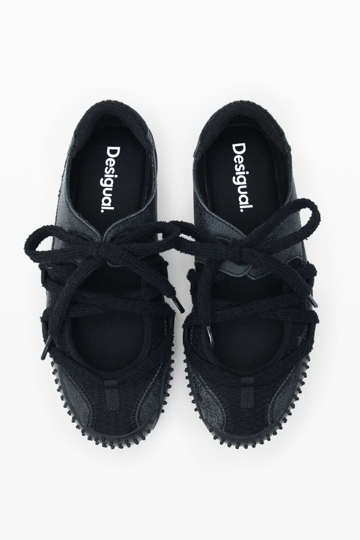 Женские кроссовки Desigual Leather lace-up, цвет: Чёрный — фото 4