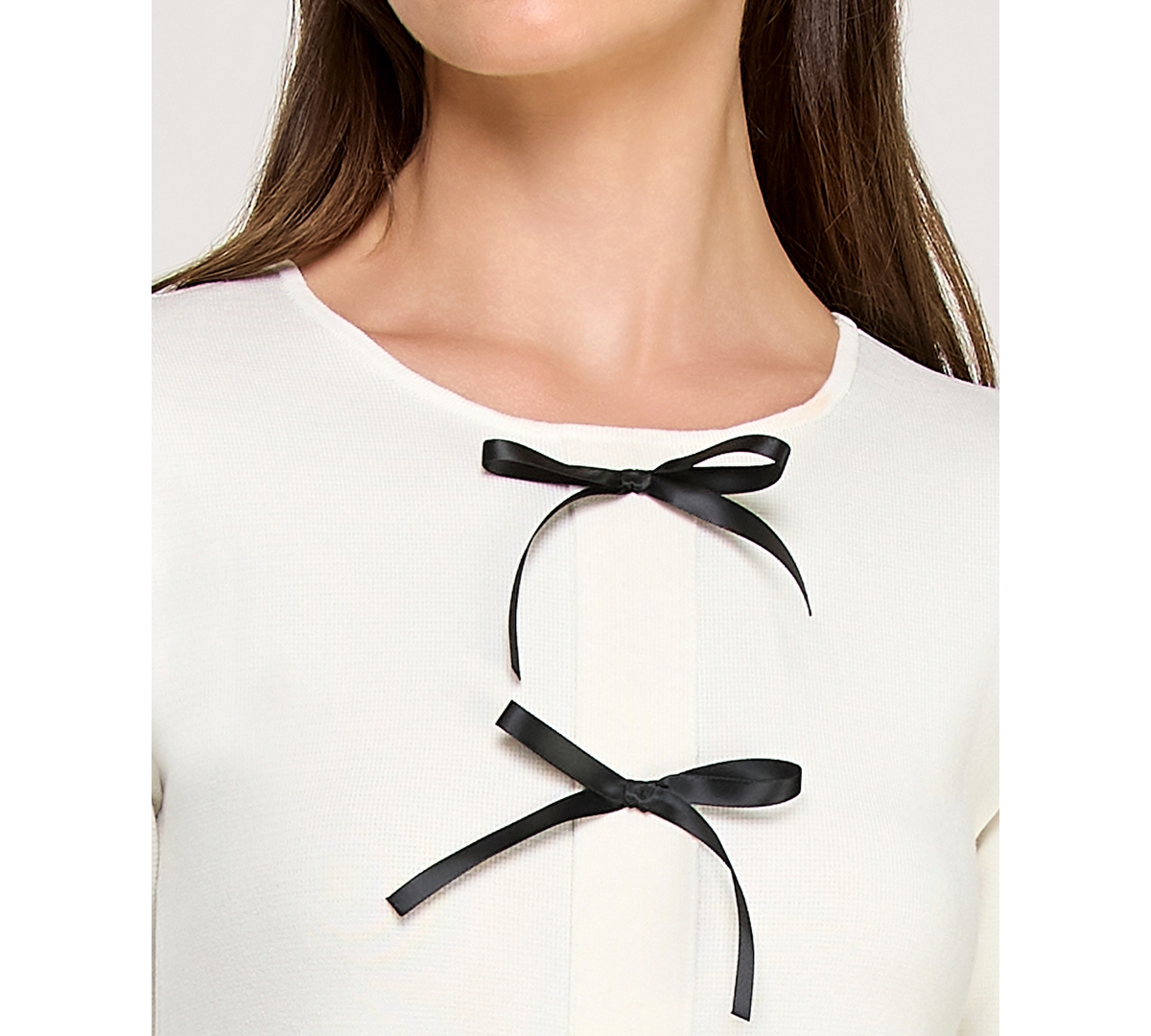 Invitee Juniors' Long Sleeve Ribbon Bows Sweater Dress