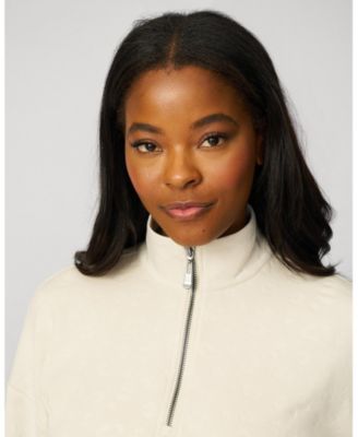 Women's Tonal Cheetah Cropped Half Zip Pullover