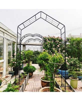 Metal Garden Arch Climbing Plants Support Black