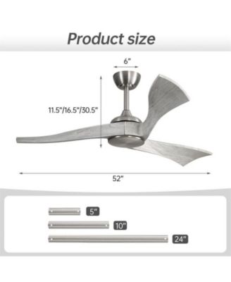 52-inch Modern Sand Nickel 3 Solid Wood Blade Ceiling Fan with Six Speed Remote Control and Forward Reverse Function