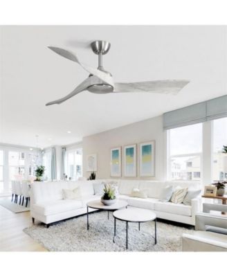 52-inch Modern Sand Nickel 3 Solid Wood Blade Ceiling Fan with Six Speed Remote Control and Forward Reverse Function