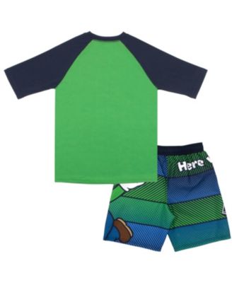 Little Boys Super Luigi Short Sleeve T-Shirt and Trunks Swim Outfit Set