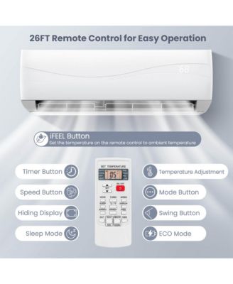 9000 Mini BTU Split Air Conditioner & Heater Wall Mount AC Unit w/ Remote Control