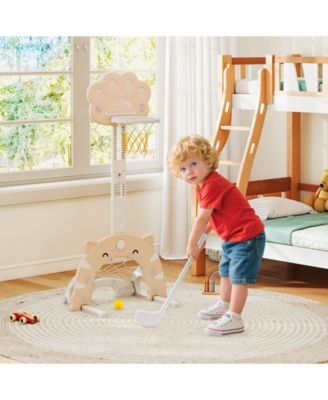 3 in 1 Kids Basketball Hoop with Basketball and Foldable Rim
