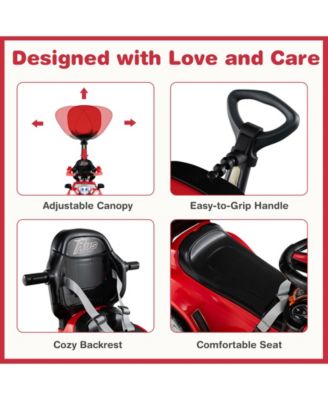 3-in-1 Push Car for Toddler Sliding Car with Seat Belt and Canopy