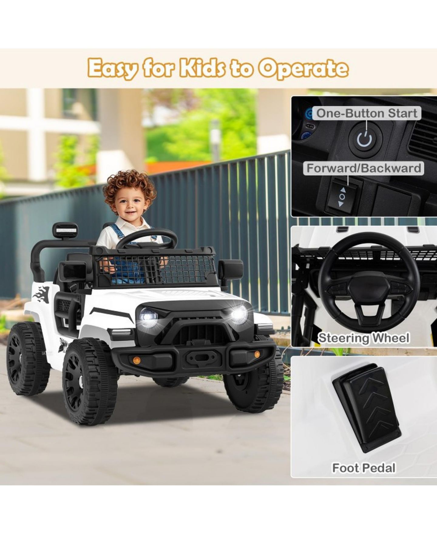 Детская игрушка SUGIFT 12V Battery Powered Ride-On Truck, 1 Seat, Ages 3+, цвет: Белый — фото 6