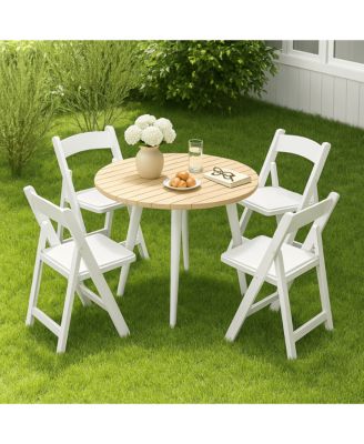 4 Pack White Resin Folding Chairs with Padded Seats - Indoor/Outdoor