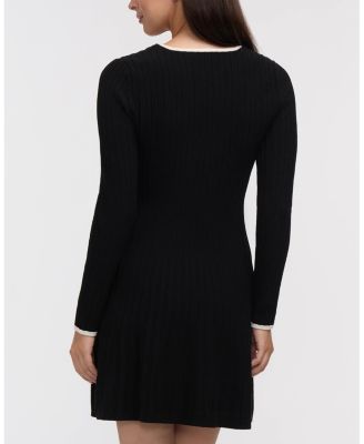 Women's Square Neck Sweater Dress with Contrast Tipping