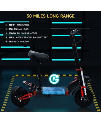 All-Terrain Beast Electric Scooter with 2000W Dual Motor, 40 MPH & 50-Mile Range | Foldable Design for Easy Storage