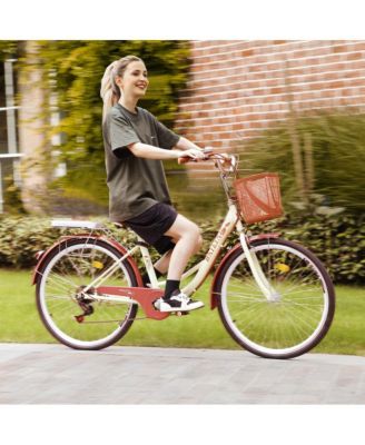 26-Inch 7-Speed Beach Cruiser Bike for Adults, High-Carbon Steel Frame & Easy Assembly for Leisure Rides