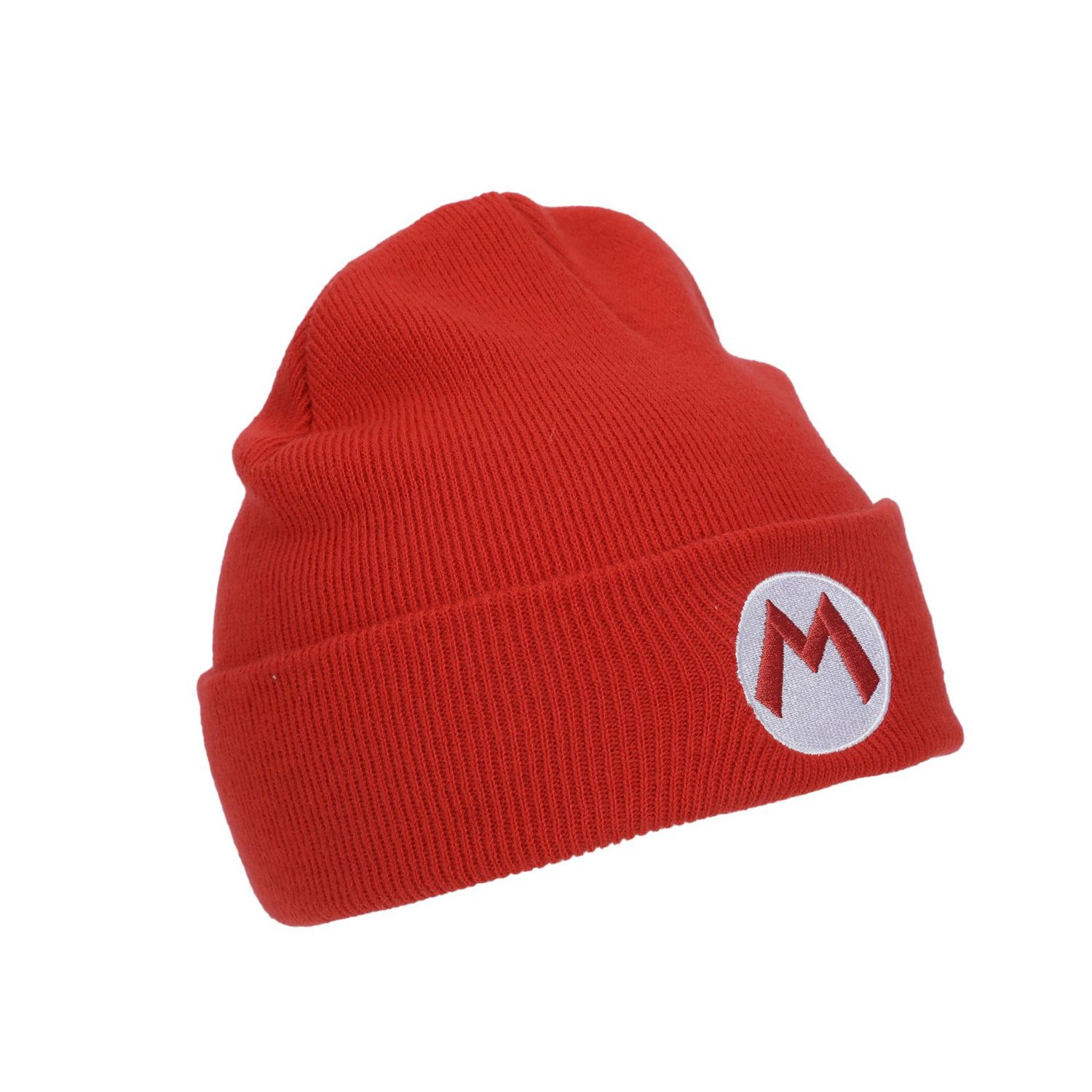 Men's Embroidered M Logo On Red Cuff Beanie