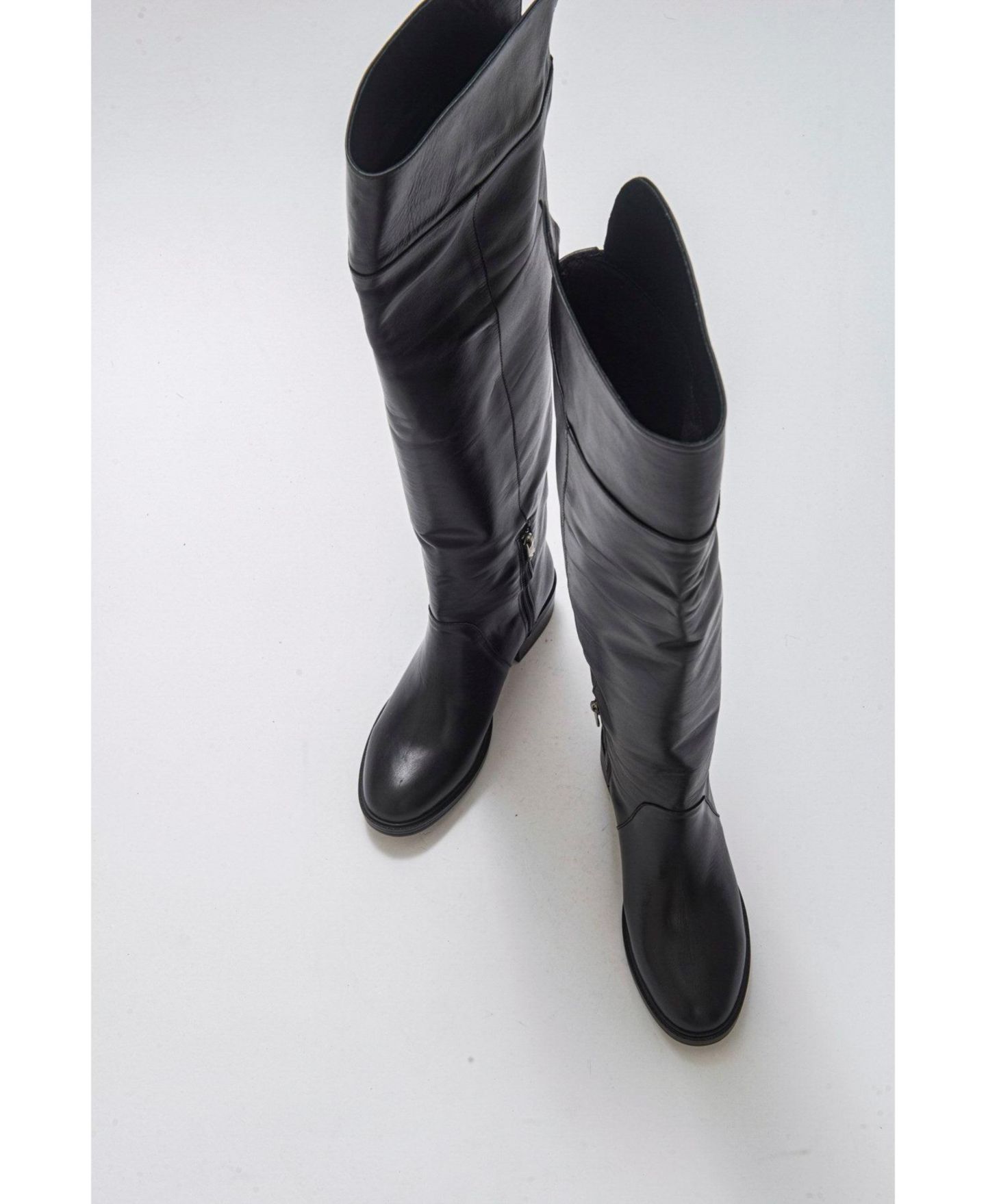 Женские ботинки Forever & Always Shoes Petya Leather Over the Knee, цвет: Чёрный кожаный — фото 4
