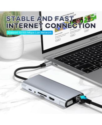 11-in-1 USB-C Hub Multiport Adapter with 4K HDMI, VGA, PD & Ethernet