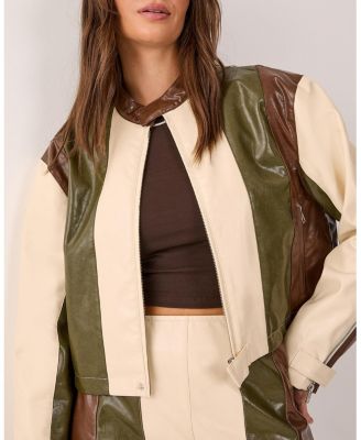 Women's Panelled Faux Leather Biker Jacket