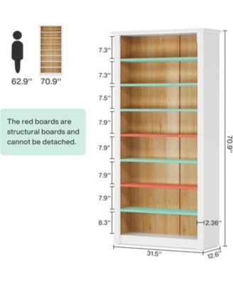 8-Tier Shoe Rack, Wooden Freestanding Shoe Storage Cabinet for 32-40 Pairs, 70.9-Inch Tall Shoe Organizer Shelf for Entryway, Closet