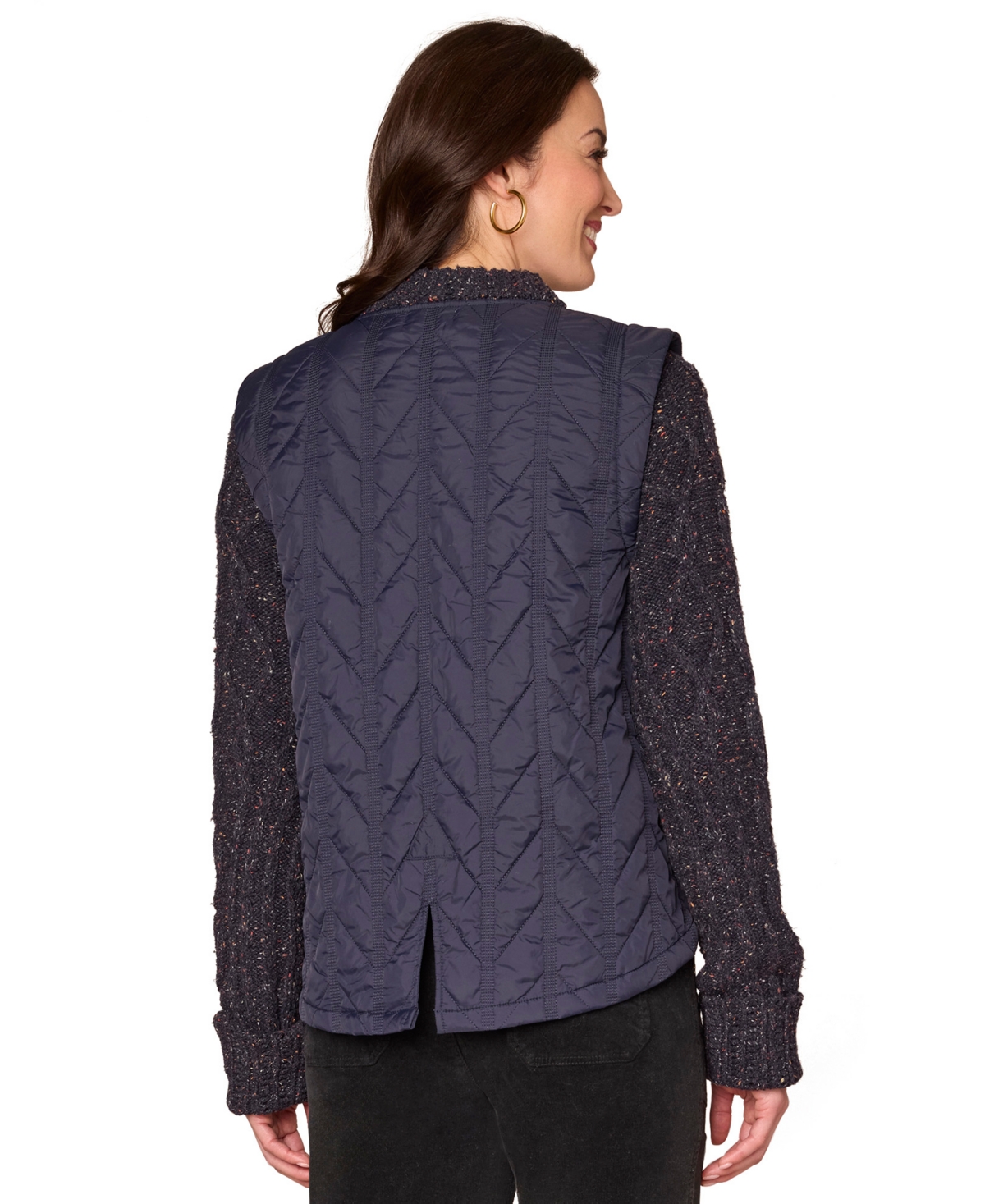 Democracy Women's Sleeveless Stand Collar Vest In Blue