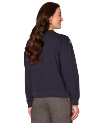 Women's Long Sleeve Beaded Crewneck Sweatshirt