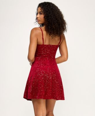 Women's Sweetheart Neckline Sequined Mini Dress