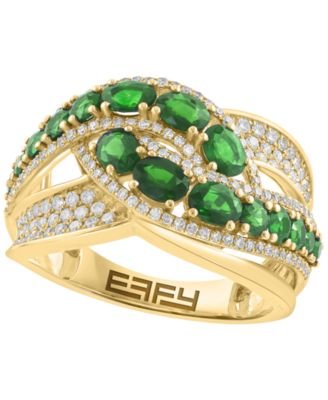 Effy Collection Diamond 12 ct tw and Sapphire 2-120 ct tw Ring In 14K Yellow Gold Also in Emerald and Ruby - Emerald 7400$