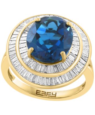 EFFY Collection - Diamond (1-1/20 ct. t.w.) and London Blue Topaz (6 ct. t.w.) Ring in 14K Yellow Gold