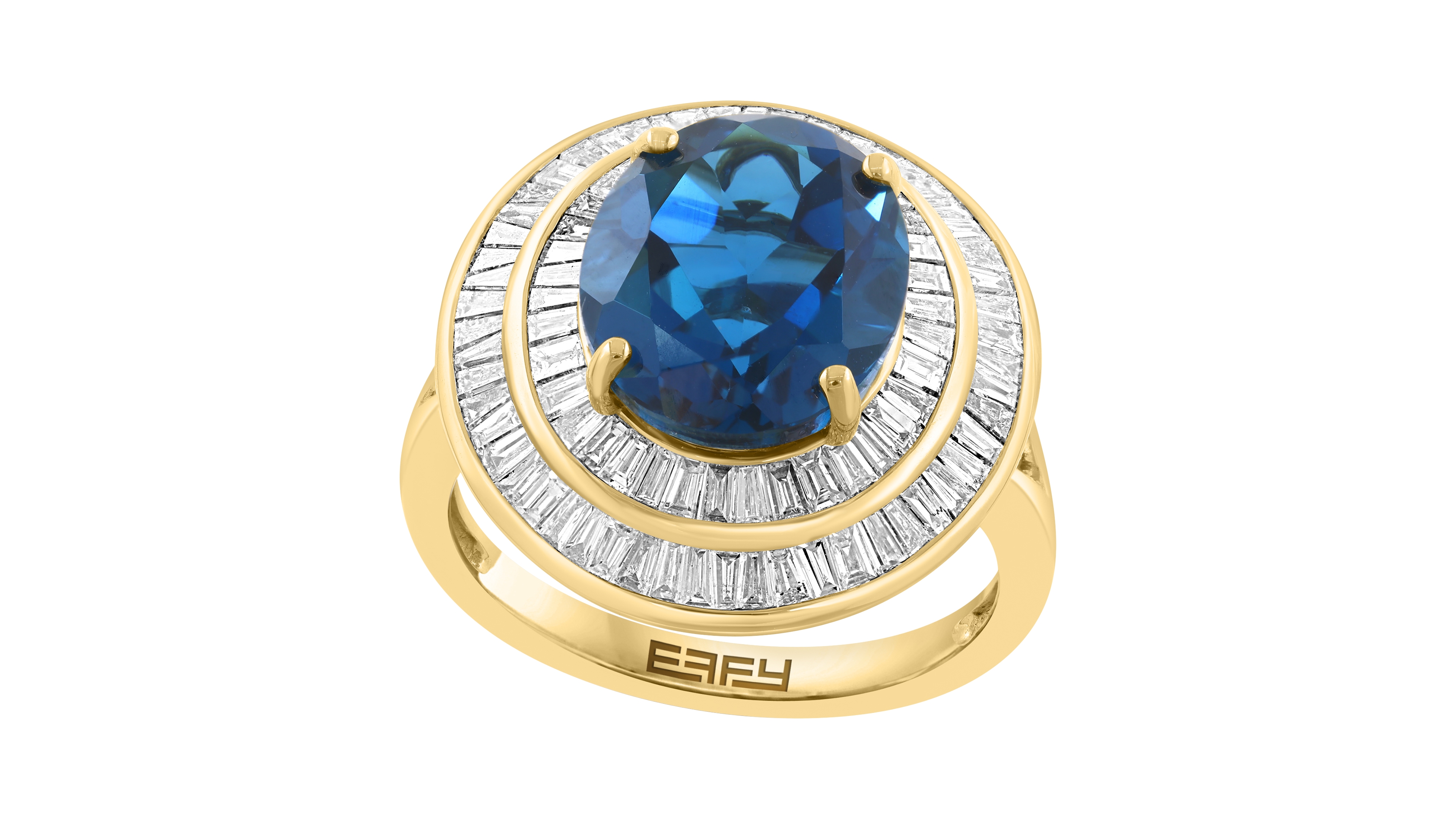 Effy Collection Diamond (1-1/20 ct. t.w.) and London Blue Topaz (6 ct. t.w.) Ring in 14K Yellow Gold