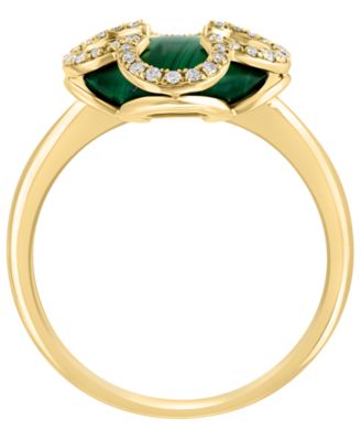 Diamond (1/8 ct. t.w.) and Malachite Ring in 14k Yellow Gold