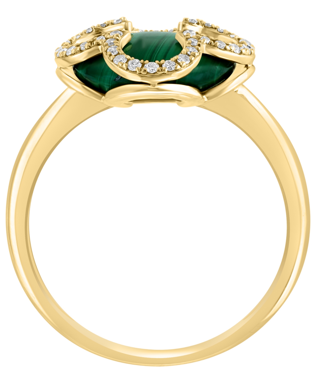 Effy Collection Diamond (1/8 Ct. T.w.) And Malachite Ring In 14k Yellow Gold In Multi