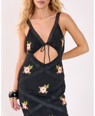 Women's Embroidered Lace Trim Cut Out Maxi Dress