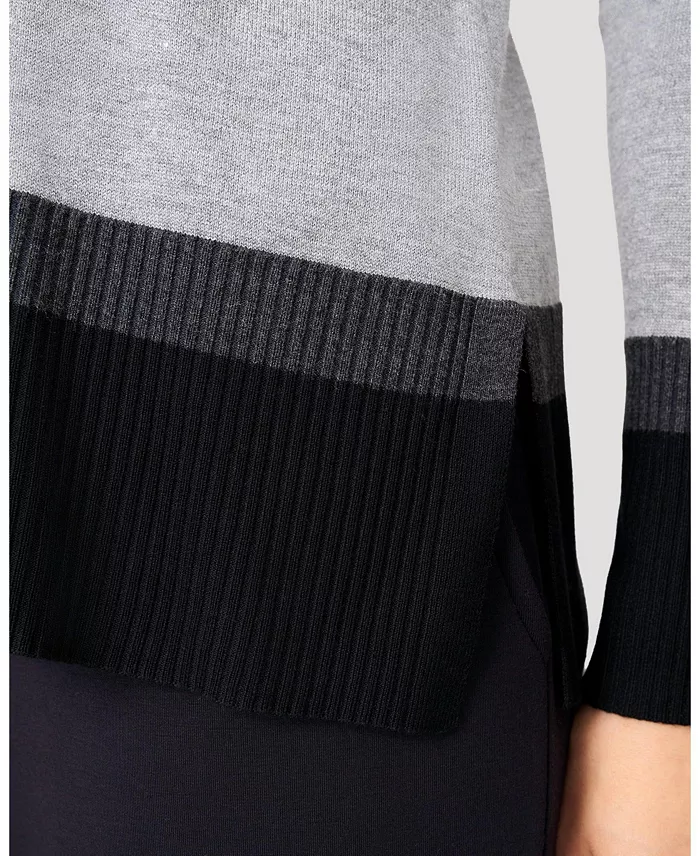 Women's Colorblock V-Neck Rib Tunic Sweater - thumbnail 5