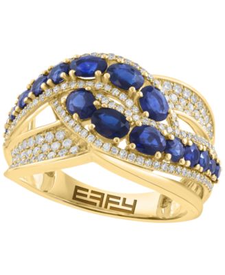 Diamond (1/2 ct. t.w.) and Sapphire (2-1/20 ct. t.w.) Ring In 14k Yellow Gold (Also in Emerald and Ruby)
