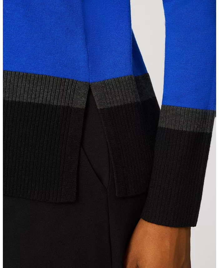 Women's Colorblock V-Neck Rib Tunic Sweater - thumbnail 10