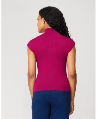 Women's Ribbed Mockneck Cap Sleeve Sweater