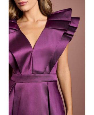 Women's Frill Sleeve V-Neck Midi Dress