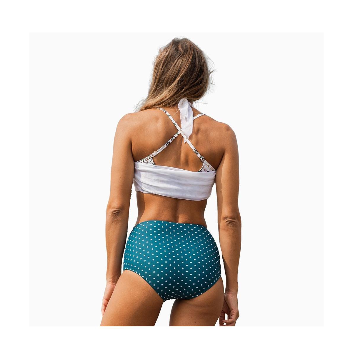 Calypsa Plus Size 3in1 Adjustable Strap Split Front Tankini Swim Top
