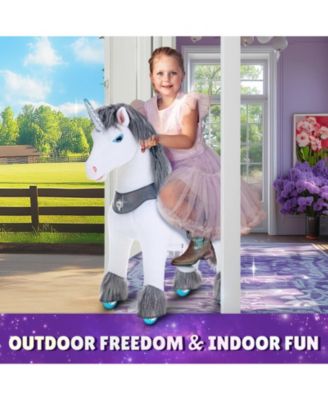 PonyCycle Model Y Grey Unicorn Rideable Toy for Age 3-4