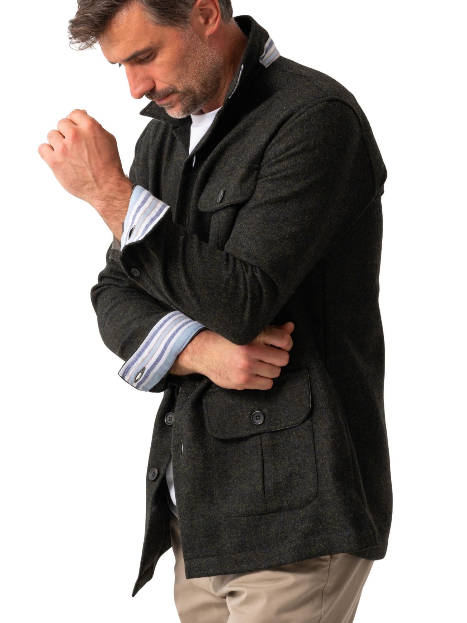 Men's Long Sleeve Wool Shirt-Jacket