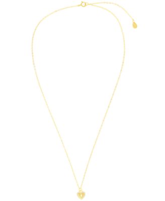 Cubic Zirconia Heart Key Pendant Necklace in (0.10 ct. t.w.) in Sterling Silver (also in 14k Gold Over Sterling Silver)