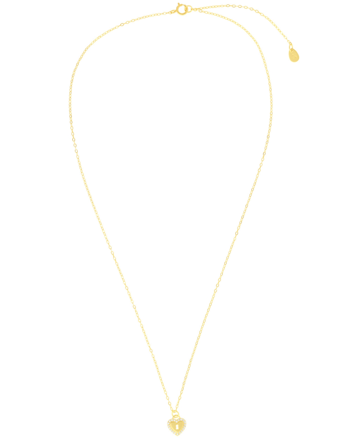 Macy's Cubic Zirconia Heart Key Pendant Necklace In (0.10 Ct. T.w.) In Sterling Silver (also In 14k Gold Ov In Gold