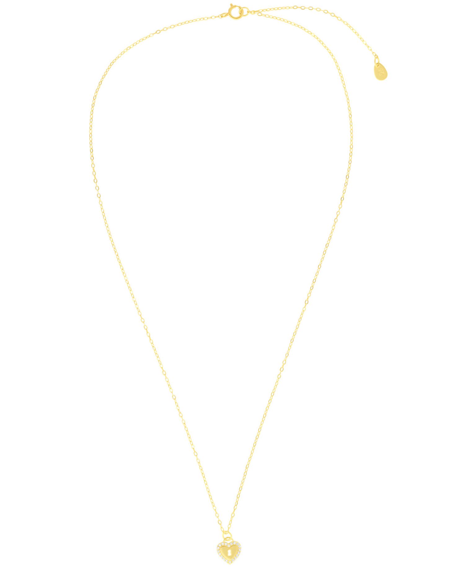Cubic Zirconia Heart Key Pendant Necklace in (0.10 ct. t.w.) in Sterling Silver (also in 14k Gold Over Sterling Silver)