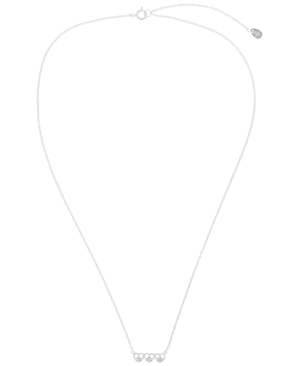 Macy's Cubic Zirconia Triple Open Heart Necklace (0.06 Ct. T.w.) In 14k Gold Over Sterling Silver (also In  In Silver