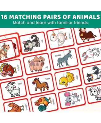 16 Pairs of Wood Animals - Memory Matching Games for 2-4 Ages