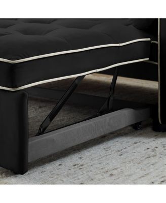 1-Piece Velvet & Metal Sleeper Sofa – USB Ports, Adjustable Backrest, Pull-Out Bed, Pillows Included