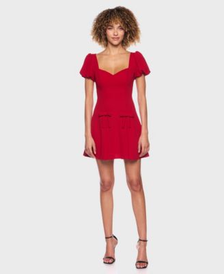 Women's Puff Sleeve Fit and Flare Dress