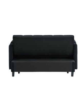 53" Pull-Out Sleeper Loveseat Sofa Bed, Convertible 3-in-1 Velvet Couch with Side Pockets & Back Support for Small Spaces