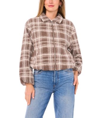 Vince Camuto - Women's Collared Neck Cropped Bubble Jacket