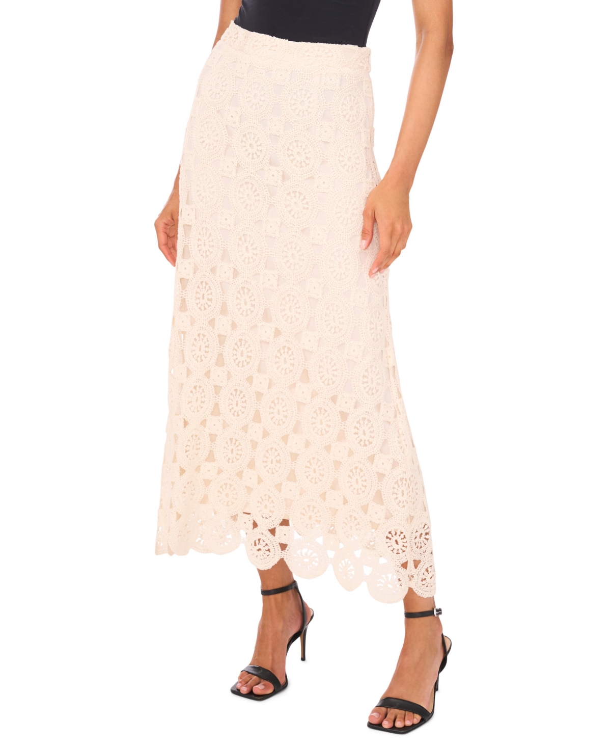 Vince Camuto Crochet Cotton Blend Maxi Skirt In Multi