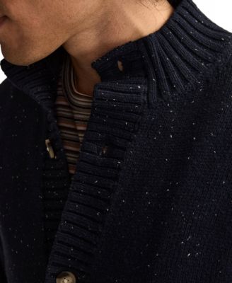 Men's Button Down Mock Neck Cardigan